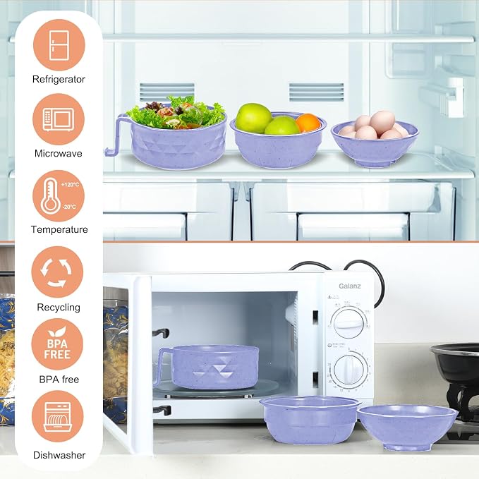 Microwave Ramen Cooker,Ramen Bowl Set,Microwave Noodle Bowl With Chopsticks and Spoon, College Dorm Room Essentials for Girls for Boys, Apartment Essentials, BPA-Free. (light purple)