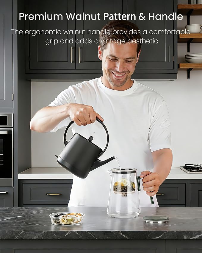 ZENS Enchanted Tea Pot with Magnetic Lid, Magic Glass Infuser Teapot for Loose Leaf Tea Steeper, Mess-Free Herbal Tea Maker, Tea Diffusers for Tea Lovers Ideal Gifts, 34oz (1000 ml)