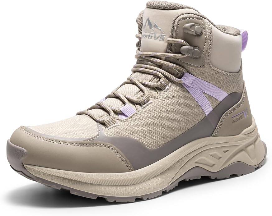 NORTIV 8 Women's Hiking Boots Waterproof Lightweight Outdoor Trekking Comfortable Non-Slip Backpacking Camping Ankle Boot Hollow