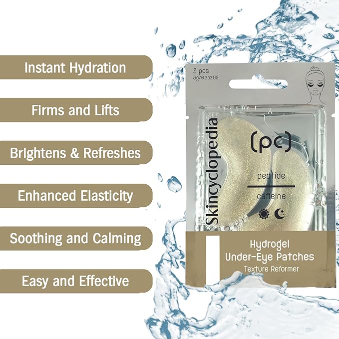 Under Eye Treatment, Roll-On + 3 Hydrogel Pads with Caffeine & Q10, Cooling Roller, Energizing Serum for Dark Circles, Puffiness Bags, Fine Lines & Wrinkles, Deep Hydration Activator.