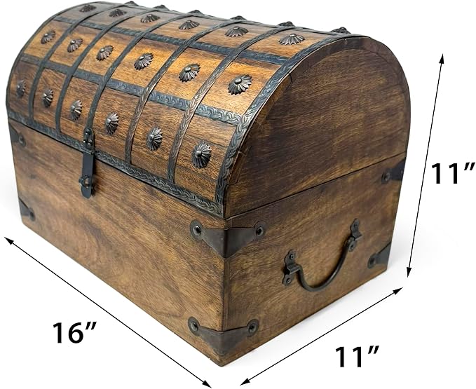 Treasure Chest Keepsake and Decorative Wood Box - Storage Box (XXX-Large 16x11x11)