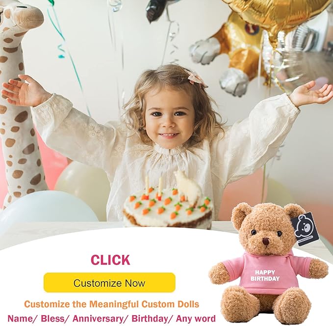 Personalized Teddy Bear with Text+Photo, Valentines Bear Stuffed Animal Plush Toys as Personalized Gifts for Women Men on Valentines' Day Birthday Anniversary Christmas Day（16 inch-Text+Photo