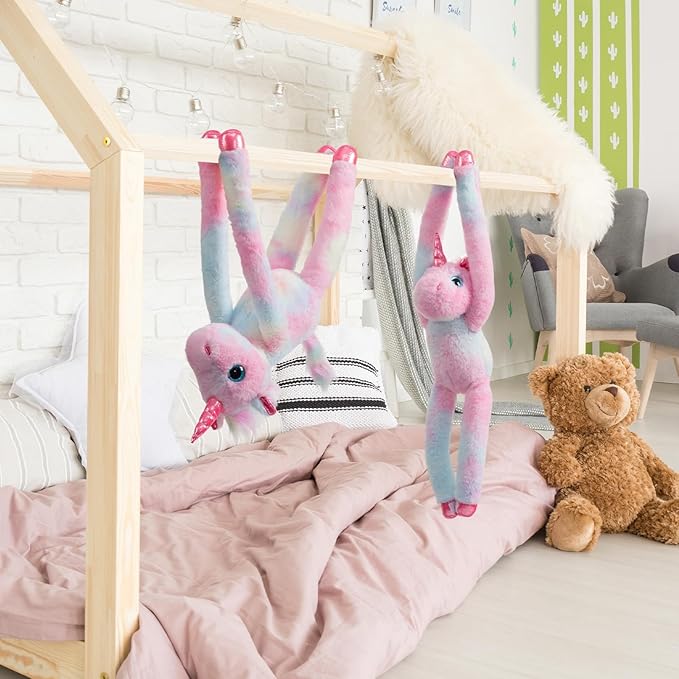 Hanging Rainbow Unicorn Stuffed Animal Stuffed Long Arm Unicorn Plush Toy for Kids Grandchildren Friends Family 27 inch