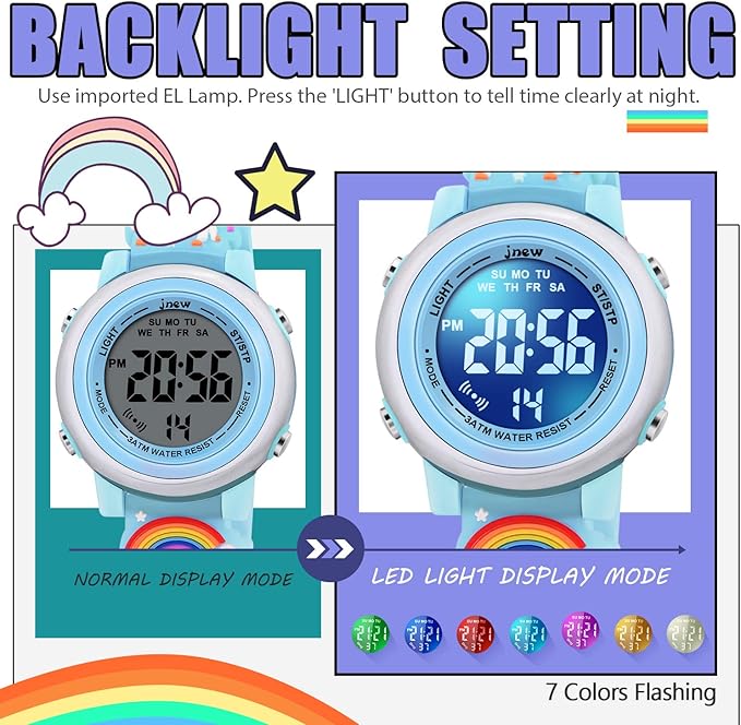 3D Cartoon Waterproof Watches for Girls with Alarm - Best Toys Gifts for Girls Age 3-12