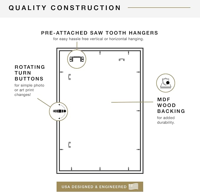 MCS Studio Gallery Movie Poster Frame 27x40 Black Woodgrain Engineered Wood, Vertical & Horizontal Wall Hanging Large Picture Frame for Photos, Artwork & Custom Posters (2-Pack)