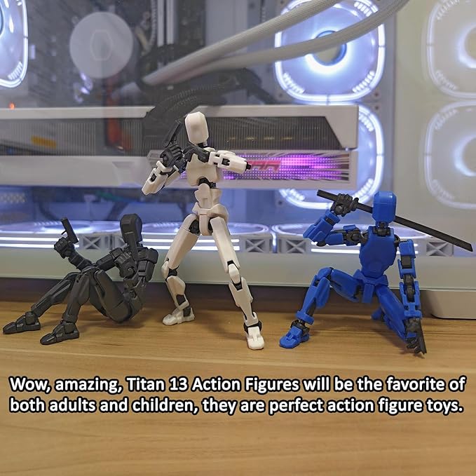 T13 Action Figure Set, 10PCS Robot 3D Printed Toys Lucky Titan 13 Action Figure with Multiple Accessories, Dummy 13 Multi-Jointed Movable, Gifts for Boys and Girls (Requires Assembly)