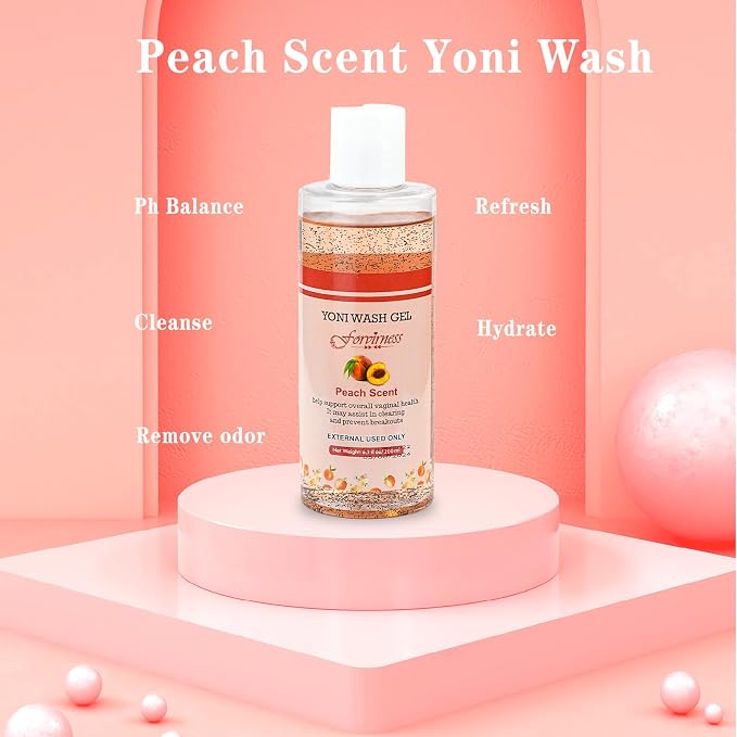 forvirness Natural Feminine Wash Yoni Oil Set, Body Cleanser with Cleaning Factor, Yoni Wash for Women pH Balance,1 fl.oz Peach Feminine Oil & 6.7 fl.oz Intimate Cleanser