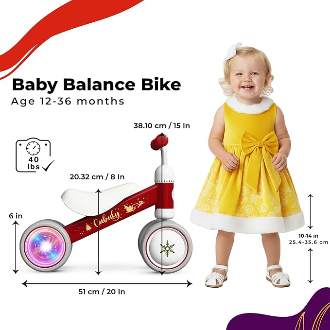 Baby Balance Bike for 1-3 Year – First Birthday Boy Girl Gifts 12-36 Month Mini Bike|Colorful Lighting Wheels|Ride on Toys |Toddler Balance Bike 1-3 Indoor/Outdoor Bike