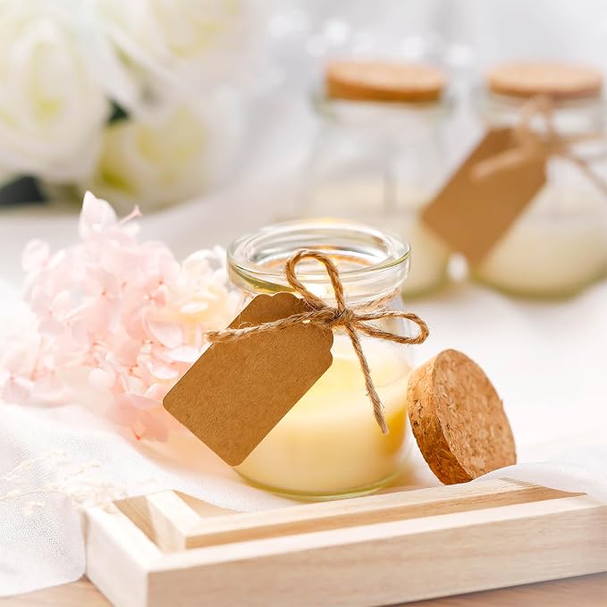 MTLEE 25 Pcs Wedding Jar Candles for Guests Wedding Candle Gift Natural Wax Candles with DIY Tag Cards for Bridesmaid Baby Shower Party Favors Home Supply Decor, Scents of Jasmine