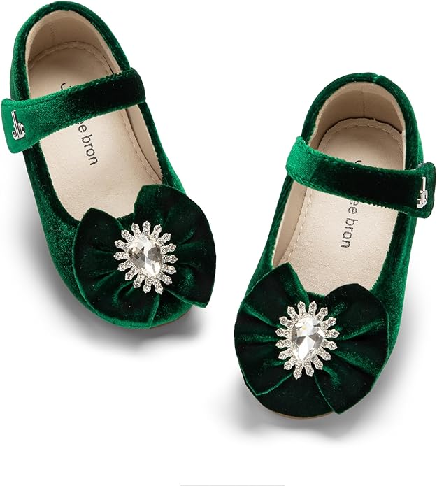 THEE BRON Mary Jane Ballet Flats - Girls' Dress Shoes with Hook & Loop Closure