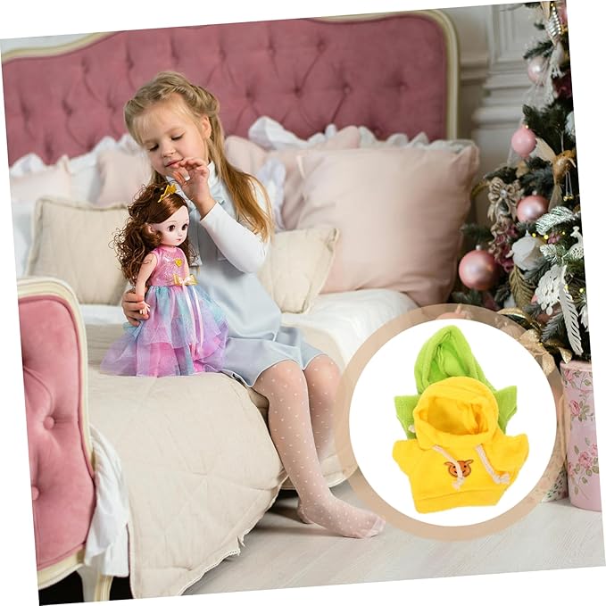 Veemoon 2pcs Plush Bear Doll Hoodies Adorable Replacement Clothes for Stuffed Animals Green and Yellow Outfits for DIY Decoration and Dress up