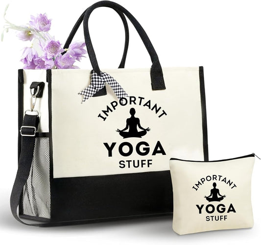 InnoBeta Yoga Gifts for Women, Yoga Instructor Gifts Tote Bag for Yoga Teacher with Top Zipper Closure and Shoulder Strap