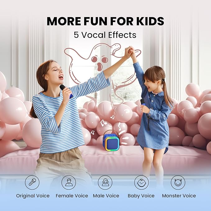 Karaoke Machine for Kids, 2026 TOP Toys Birthday Gifts Ideas for Girls Ages 4, 5, 6, 7, 8, 9, 10, 12+ Years Old, Portable Mini MP3 Player with 2 Wireless Mics for Party