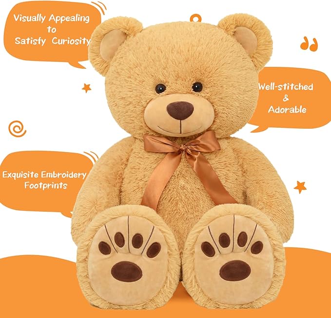 MorisMos Giant Teddy Bear Stuffed Animal, Big Teddy Bear Life Size, 36in Large Teddy Bear Cuddly Soft for Baby Shower, Boys, Girls