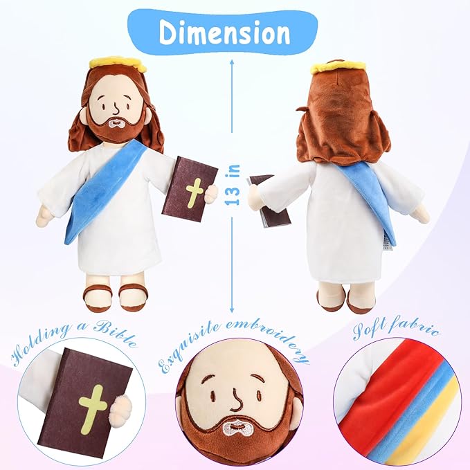 Jesus Stuffed Doll Plushie, 14" My Friend Jesus Plush, Christian Religious Party Gifts for Kids, Baptism, Easter, Christmas Church