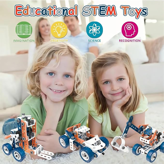 12 in 1 STEM Toys for 4 5 6 7 8+ Year Old Boy Building Toys Kids Age 4-8 5-7, 152 PCS Construction Blocks for Preschool Kids Educational STEM Kits Engineering Creative Christmas Birthday Gifts