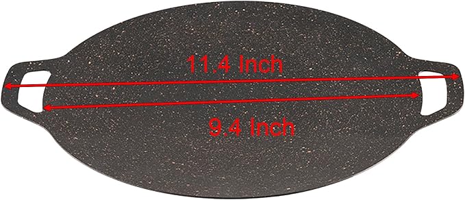Thin Korean Grill Pan, 9.4 Inch Iron with Non-stick Coating Baking Tray on Heating Stove for Home, Party Travel and Outdoor (9 inch)