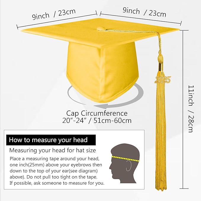 GraduationMall Matte Graduation Gown Cap Tassel Set 2025 for High School and Bachelor