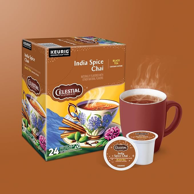 Celestial Seasonings India Spice Chai Black Tea, Single-Serve Keurig K-Cup Pods, 96 Count