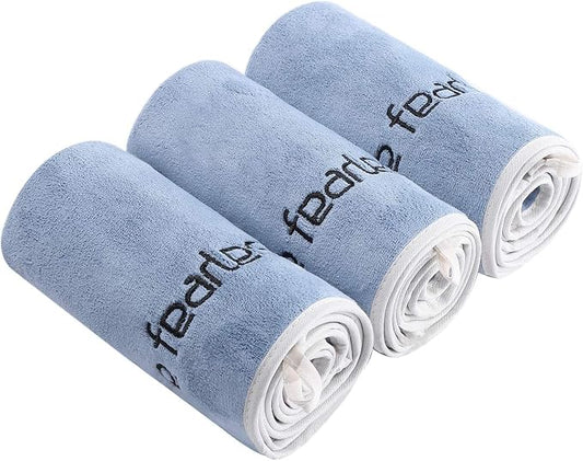 BOBOR Gym Towels Set, Microfiber Sports Towel for Men and Women, Super Soft and Quick-Drying 3-Pack Set Towel, for Tennis, Yoga, Cycling, Swimming (Blue 3 Pack, 14" x 29")