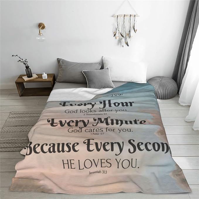 QETXVI Bible Verse Blanket with Inspirational Thoughts and Prayers- Religious Throw Blanket Soft Lightweight Cozy Plush Warm Blankets for Women Men Gift 50"X 60"