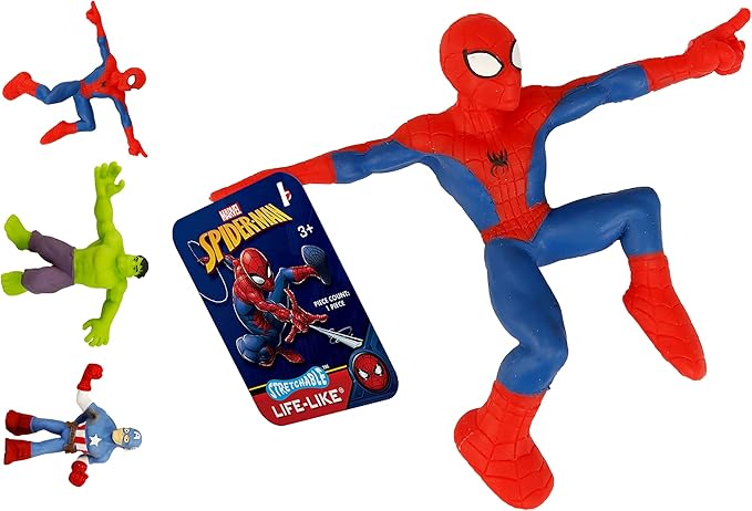 JA-RU Marvel Avengers Stretchy Toys (2 Units Assorted) Hulk, Spiderman or Captain America. Heroes Squish & Pull Toys. Calming Fidget Toy, Stress Toys for Kids & Boys Toys DEF-6900-2