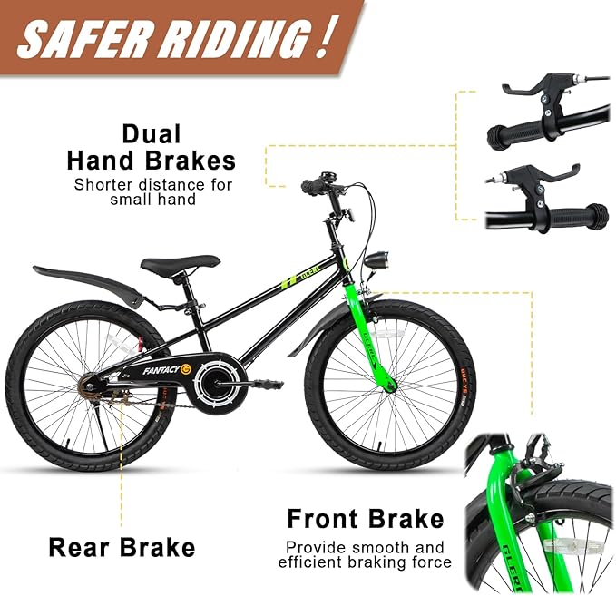 Glerc Fantacy Kids Bike, 12-20 Inch Children Bicycle for 2-13 Years Old Boys Girls, Kids Bicycle with Water Bottle Holder & Headlight & Training Wheels, Multiple Colors