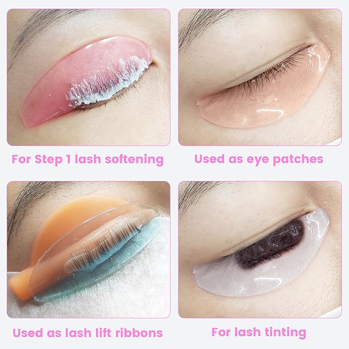 Flat Lash Lift Shields Glueless Ultra Thin Silicone Pads for Perming Lotion No.1, Lash Softening Shields for Easy Korean Eyelash Lift (Rose)