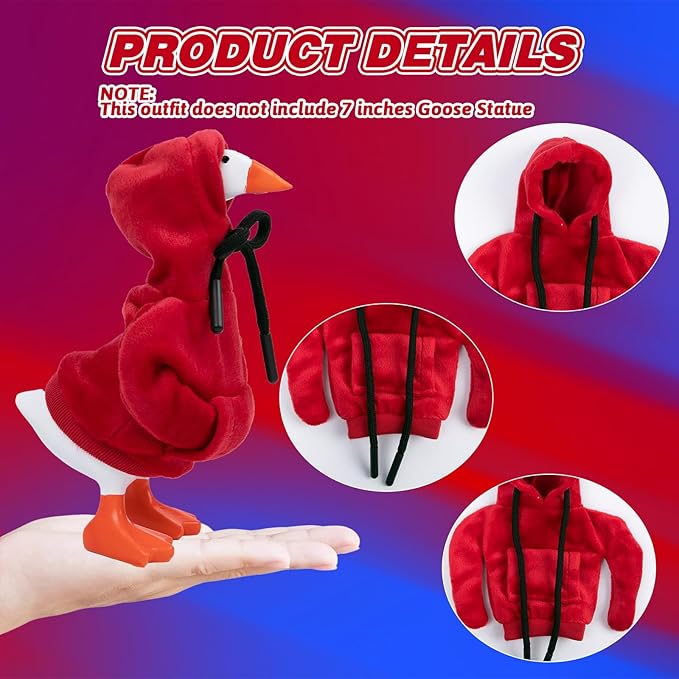 2 Pcs Desk Goose Outfits 7 Inches, Mini Desk Goose Clothes Hoodies 7 Inch Porch Goose Costume Desk Goose Accessories for Magnetic Goose Statue Table Decor (Red & Blue)