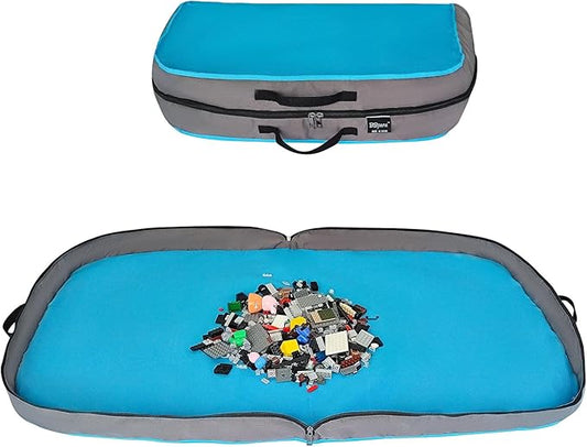 Toy Storage Organizer & Play Mat for Building Bricks & Blocks - Toy Storage Bags Play Mat with Zipper - Easy to Keep The Kids Rooms Neat & Tidy - 45 Inches Large Size - Blue