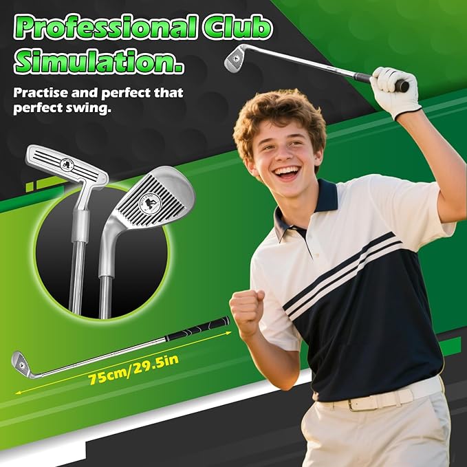 Golf Putting Mat with Light up Holes, Glowing Golf Balls, Practice Putting Green with 2 Clubs, Toy Golf set,Golfing Practice Mats,Training Mat Indoor Outdoor,Sport Game for Kids Adults Family