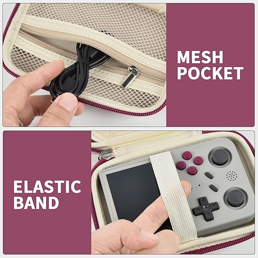 PAIYULE Travel Case Compatible with RG353V/ RG353VS/ R36S Retro Handheld Game Console, Handheld Emulator Storage Holder Organizer, Android Game Console Carrying Bag (Box Only) (Beige)