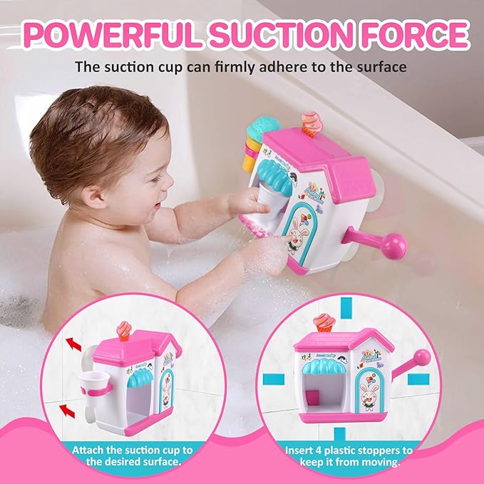 Toddler Bath Toys for 3 4 5 6 7 8 Years Old Girls, Bubble Ice Cream Maker Bath Toy, Shower Toys, Toddler Bath Toys Age 2-4, Bathtub Bubble Machine, Toy for 3 4 5 6 7 8 Years Old Boys Girls