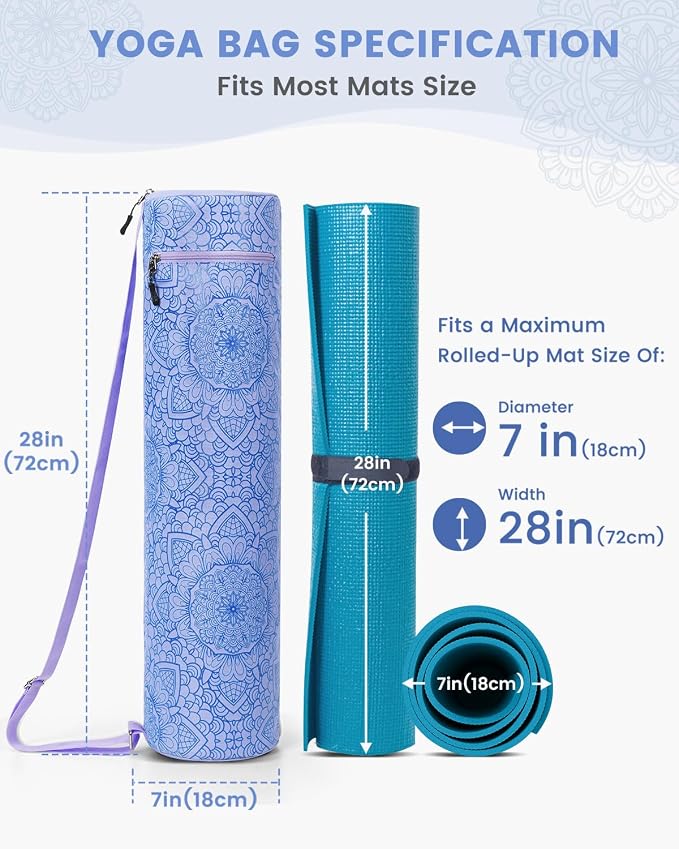 Gonex Yoga Mat Bag, Yoga Mat Carrier Full-Zip Exercise Yoga Mat Carry Bag for Women Men with 2 Multi-Functional Storage Cargo Pockets Extra Wide Adjustable Shoulder Strap