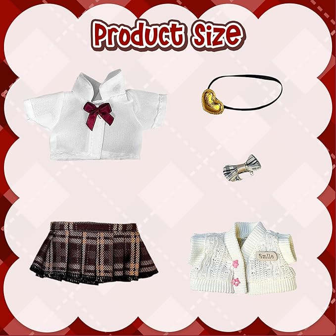 Clothes Fit for 17CM Doll, Fashion Doll Clothes Outfit Set Cute Theme Designer Toys Dress Accessories for Collector Fans Display (Uniform Set)