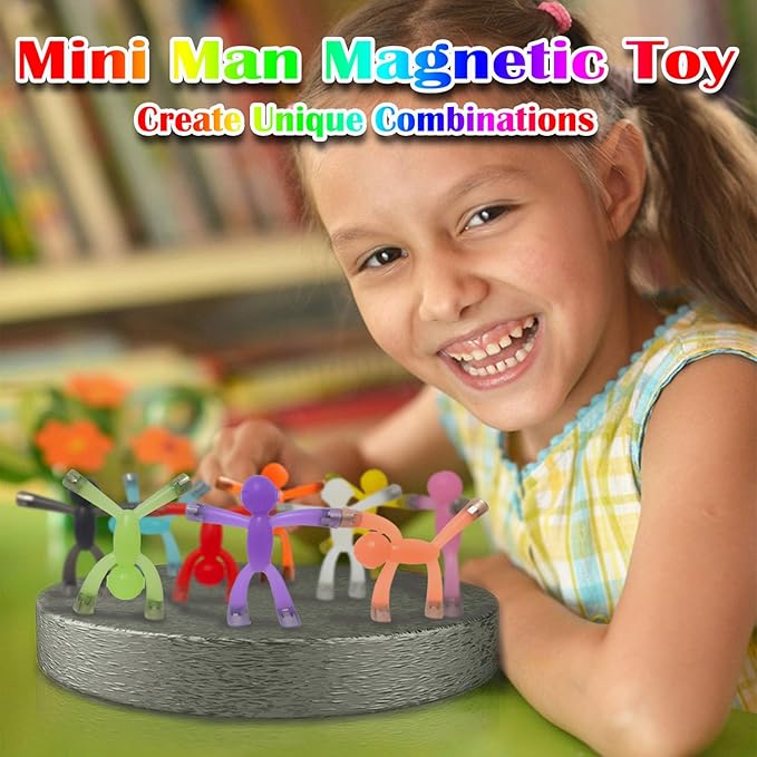 Mom&Myaboy 10PCS Mini Man Magnetic Toys, Translucent Novelty Rubber Magnet Men Fridge Magnets Humanoid Magnetic Kids Travel Birthday Gifts (Transparency)