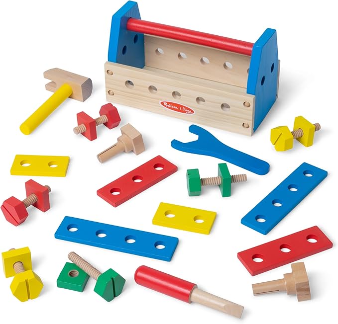 Melissa & Doug Take-Along Tool Kit Wooden Construction Toy (24 pcs)