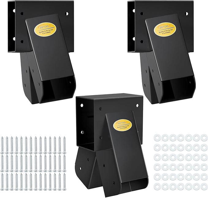 BETOOLL Swing Sets Brackets - 2 A-Frame Swing Set Brackets and 1 Middle Swing Bracket with All Mounting Heavy Duty Hardware Included - Swing Set Kit for Porch, Yard, Playground - Black