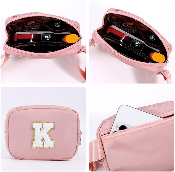 YOOLIFE Gifts for Girls - 5 to 16 Year Olds, Preppy Teen Girl Gifts - Pink Initial Crossbody Bag