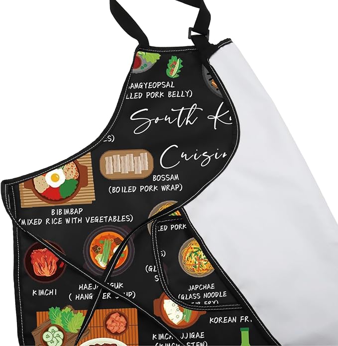 VAMSII South Korea Lover Gift South Korea Cuisine Apron With Pockets South Korea Food Lover Gift South Korea Merch