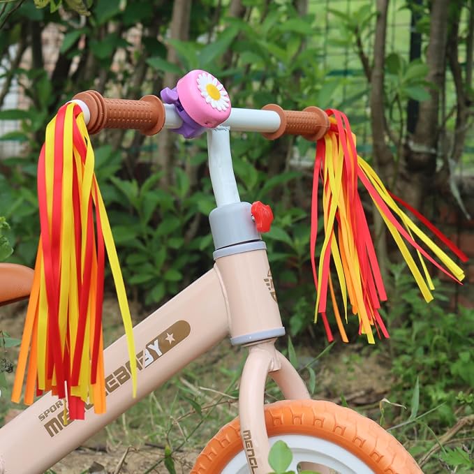 PLATT Kid's Bicycle Handlebar Streamers Colorful Ribbons Tassel for Girls Boys Bicycle Handlebar Scooter Handgrip (1Pair) (orange)
