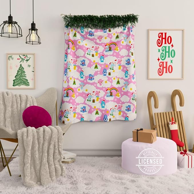 Care Bears Nostalgic Holiday Christmas Bedding Super Soft Cozy Plush Throw, 46 in x 60 in, (Officially Licensed Product) By Franco Collectibles