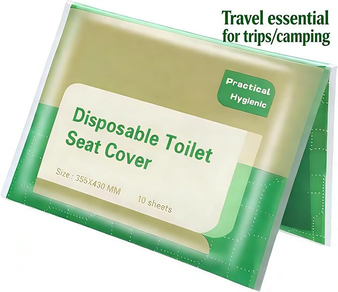 Disposable Toilet Seat Covers, 10pcs Flushable Travel Disposable Toilet Seat Covers for Adults Kids Potty Training, Travel Essential Accessories for Airplane, Road Trips, Camping (10)