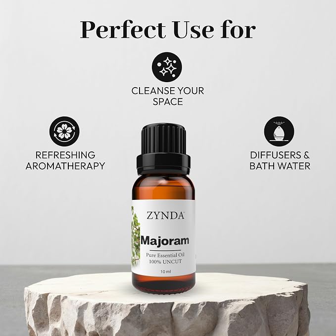 Marjoram Essential Oil – 100% Pure, Natural & Organic | Calming Aromatherapy Body Oil for Skin & Relaxation | Lab-Tested Uncut Essential Oils - 10ML
