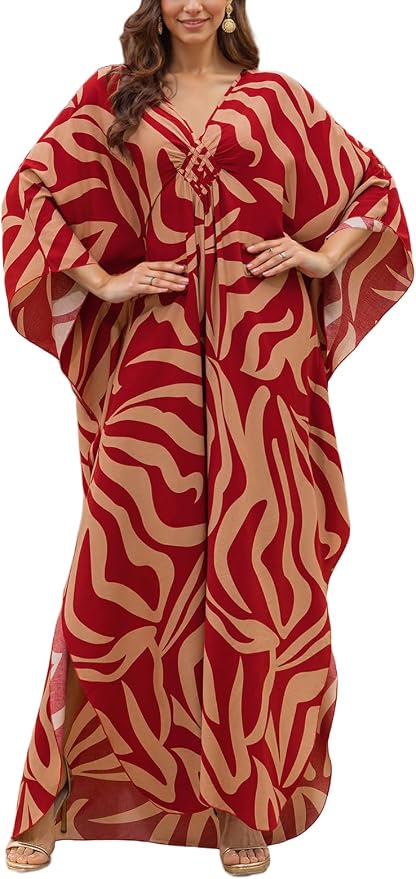 Mumu Dresses for Women Plus Size, Bohemian Kaftan Beach Cover Up Long Maxi Nightgown Soft Loungewear