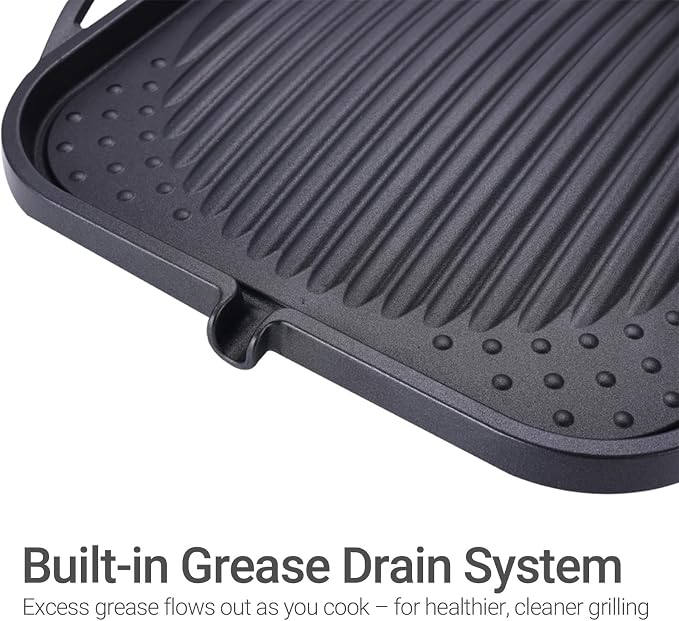 12in Nonstick BBQ Grill Plate – Cerastone Gold Marble Coated, Korean-Style Stovetop Griddle Pan for Indoor & Outdoor Cooking