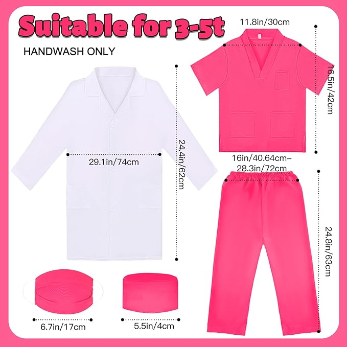 Liberry Doctor Costumes for Kids, Toddler Dress Up Clothes with Real Stethoscope, Halloween Pretend Play Gift for Girls
