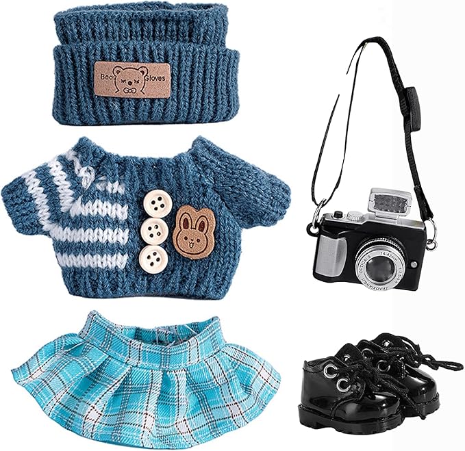 5set 17cm Dolls Clothes Outfit Set - Casual Style Costumes for Doll Figures, Camera Set,Have a seat Clothes - 6.7 Inches Cute Dolls Daily Refill,Gifts for 17cm Doll Lovers (Style-A)