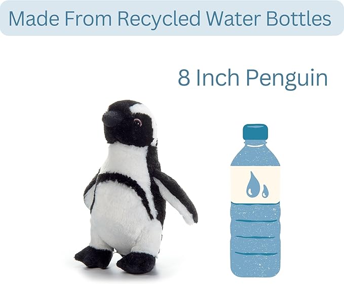 The Petting Zoo African Blackfoot Penguin Stuffed Animal Plushie, Gifts for Kids, Scoopz Zoo Animals, Penguin Plush Toy 8 Inches