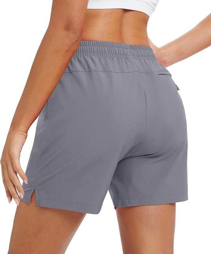 MAGCOMSEN Women's 5" Hiking Shorts UPF 50+ Quick Dry Lightweight Athletic Running Golf Summer Casual Shorts with Pockets